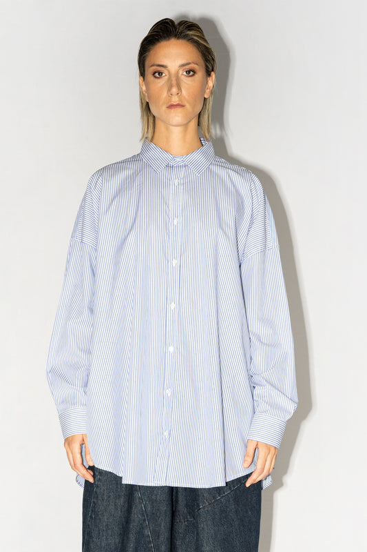 Oversized Popeline Shirt – Striped Blue/White